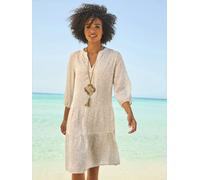 Robe imprimée qualité tissée - Linea Tesini - champagne-beige imprimé CHAMPAGNE-BEIGE IMPRIMÉ 46