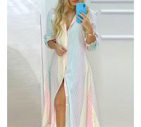 Robe irrégulière à chemise à rayures à un bouton nouvelle pour le printemps et l été L,M,S,XL,XXLTissu tissé