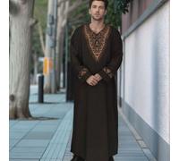 Robe islamique, robe ample et respirante de style marocain avec impression à la main pour les hommes musulmans L,M,S,XL,XS,XXLCoutume populaireTissu tissé