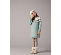 Robe jacquard en tricot fille vert de gris 5A