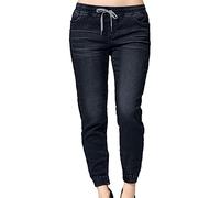 Robe Jeans Femme, Jean Taille Elastique Femme Taille Haute Large Kirakuco Pantalon Japonais, Ete Avec Poche Commandes En Cours, Denim Pants Coupe Droite Straight Pantalon Ete Chic Et Elegant, #0217