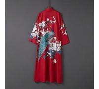 Robe kimono ample bohème mi-longue à imprimé paon, personnalité élégante. Robe de chambre décontractée à taille nouée, vêtement léger pour l'été, la plage et les vacances, cache-maillot L,M,S,XLCoutum