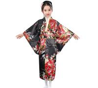Robe kimono traditionnelle japonaise 2025 pour enfants et filles, kimono Yukata, anime, Noir , 6-7 ans