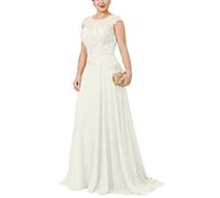 Robe L99SR Dentelle perlée mère de la mariée robes une ligne robes de soirée en mousseline de soie pour la fête Taille-36 36