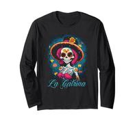 Robe La Catrina Costume élégant du Jour des Morts La Catrina Manche Longue