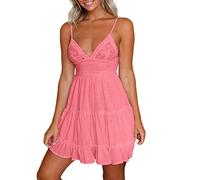 Robe Lin Coton Femme Grande Taille Casual Robe Chic Couleur Unie Fluide Ajustée Taille Elégant Manches Flottantes avec Poches Col Rond sans Manche Col en V sans Manche avec Poche #1