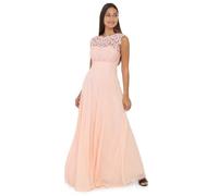 Robe longue à dentelle sur le buste.Modèle smocké au dos avec bouton sur la nuque.Dotée d'une doublure satinée et de coussinets de S