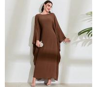 Robe longue à manches chauve-souris de couleur unie pour femmes, abaya robe à manches longues élégante, robe caftan, vêtements islamiques, modeste et gracieuse pour le printemps Taille UniqueTissu tis