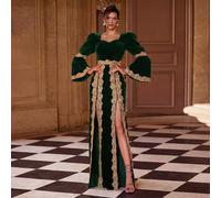 Robe longue à manches évasées pour femmes, de couleur unie, style arabe. Convient pour les vacances, les mariages, les sorties, les occasions formelles, toutes les saisons, printemps L,M,S,XL,XSPlante