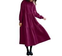 Robe longue à manches longues pour femme - Pull à capuche - Grande taille - Lounge Maxi, Rouge chiné, XXXXL