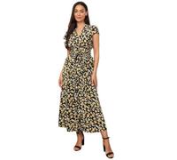 Robe longue à motif floral avec volants à l'avant et sur la taille.Dotée de 2 rangées d'élastiques sur la taille et sur le buste.Mod XL