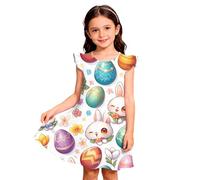 Robe Longue à Motif Floral pour Filles - Tenue Festive idéale pour Pâques et fêtes religieuses avec Ceinture à nœud et Fluide adaptée aux Occasions Quotidiennes (Multicolour, 2-3 Years) #232