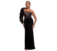 Robe longue Ã une Ã©paule femme Goddiva Noir 38