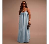 Robe longue ample en lin à bretelles, grande taille. Tenue d'été pour vacances, grande taille. Confortable pour une escapade citadine, plage, club. Élégante, chic, décontractée, surdimensionnée, rafra