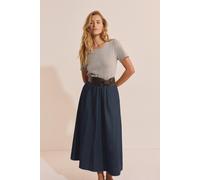 Robe longue bicolore en coton - Rolivio - L - Indigo Fonce - Femme - Etam