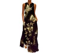 Robe Longue Boheme Chic Femme sans Manches D'été A-Line Dress Fluide Ample Decontractée Vacances Sundress Longue Décontractée Midi Robe Maxi Robes Grande Taille Robes