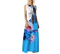 Robe Longue Boheme Chic Femme sans Manches D'été A-Line Dress Fluide Ample Decontractée Vacances Sundress Longue Décontractée Midi Robe Maxi Robes Grande Taille Robes