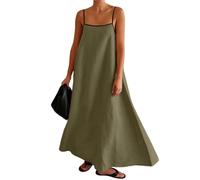 Robe Longue bohème décontractée sans Manches pour Femme, Coupe Ample et Fluide, Vert armée, Taille L