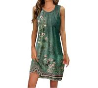 Robe Longue Boheme Vintage, Robe Mi Longue Femme Sans Manches Imprimée, Elegante Robe D'ete Femme Col Rond, Grandes Blanc Summer Courte Robe, Mes Commandes Passées, Fluide Robe Plage Femme M