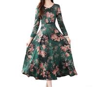 Robe longue chinoise Cheongsam pour femme - Intemporelle - Pour garde-robe - Taille L - Vert