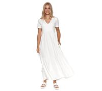 Robe longue col v en maille femme Makadamia Blanc 40