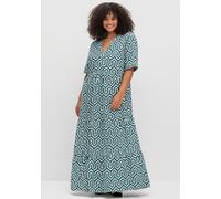 Robe longue coupe évasée - Sheego - bleu pétrole à motifs BLEU PÉTROLE À MOTIFS 44