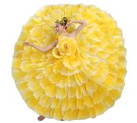 Robe longue de flamenco pour femme - Jupe gitane espagnole - Grande balançoire - Pour carnaval, fête de bal, danse du ventre, Jaune 540°, 40
