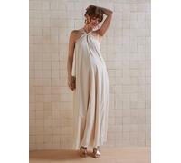 Robe longue de grossesse en crêpe avant/après beige doré 34