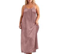 Robe longue décontractée sans manches, coupe ample, dos nu, grande taille, manteau de maison, tenue d'été, Rose, 5XL