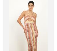 Robe longue d'été à col ras-du-cou, imprimé multicolore zigzag, découpe au niveau de la poitrine, pour mariage, soirée ou plage. Robe longue sans manches pour invitée de mariage L,M,S,XL,XS,XXL,XXS,XX