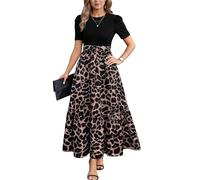 Robe longue d'été pour femme, motif floral, bretelles spaghetti, printemps, décontracté, bohème, fendue, plage, robe d'été longue et fluide, imprimé léopard, XX-Large