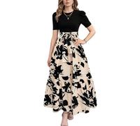 Robe longue d'été pour femme, motif floral, bretelles spaghetti, printemps, décontracté, bohème, fendue, plage, robe d'été longue et fluide, abricot, Taille 3XL