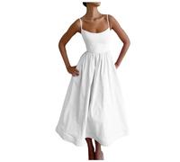 Robe longue d'été sans manches pour femme - Couleur unie - Dos nu - Robe de bandage, Blanc., S