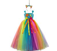 Robe longue d'Halloween pour filles avec coiffe et jupe tutu fleurie, pour enfants de 2 à 12 ans#M