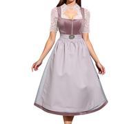 Robe longue Dirndl pour femme avec tablier Dirndl 2 pièces - Robe traditionnelle moderne bavaroise pour fête de la bière - Occasions