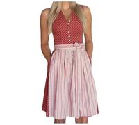 Robe longue Dirndl pour femme - En velours - Avec tablier en dentelle - 2 pièces - Élégante robe traditionnelle bavaroise - Robe élégante - Robe bavaroise raffinée pour fête de la bière et carnaval
