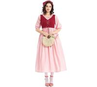 Robe longue Dirndl pour femme - Robe traditionnelle moderne - Rose - Élégante - Robe traditionnelle bavaroise - Robe traditionnelle bavaroise - Mode traditionnelle pour la fête de la bière, Rose, XS