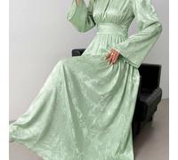 Robe longue élégante à manches longues et taille cintrée en jacquard pour femmes, robe verte, robe de soirée de luxe, robe pour invitée de mariage, robe de demoiselle d'honneur, robe de remise des dip