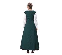 Robe longue élégante Dirndl pour femme, robe de cour, costume rétro, costume de fête de la bière, tenue de performance avec col carré, corset de taille, livres, histoire médiévale, Vert foncé., XXL