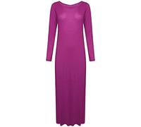 Robe longue en jersey à manches longues et col rond pour femme, fuchsia, 52/54
