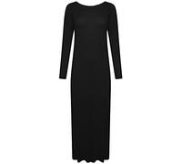 Robe longue en jersey à manches longues et col rond pour femme, Noir , 40/42 FR