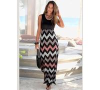 Robe longue encolure ronde - LASCANA - noir-rose-crème-taupe NOIR-ROSE-CRÈME-TAUPE 46