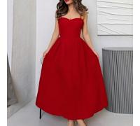 Robe longue et ample avec fines bretelles élégante pour femmes, adaptée pour sorties, soirées, parties d'automne et d'été, convient également pour thé. L,M,S,XL,XSUnicoloreTissu tissé