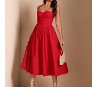 Robe longue et ample avec fines bretelles élégante pour femmes, adaptée pour sorties, soirées, parties d'automne et d'été, convient également pour thé. L,M,S,XL,XS,XXL,XXS,XXXL,XXXXLUnicoloreTissu tis