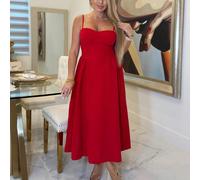 Robe longue et ample avec fines bretelles élégante pour femmes, adaptée pour sorties, soirées, parties d'automne et d'été, convient également pour thé. L,M,S,XL,XSUnicoloreTissu tissé