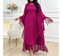 Robe longue et modeste avec manches chauve-souris à franges élégante pour femmes, pour le printemps/l'été. Robe kaftane gracieuse à franges pour le soir, robe à frange L,M,S,XL,XS,XXL,XXS,XXXL,XXXXLBl