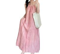 Robe longue évasée sans manches à nouer dans le dos pour femme - Bretelles spaghetti - Dos nu - Pour la plage, les vacances - Robe longue ample, H, M