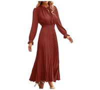 Robe Longue Femme à Pois, Robe De Soiree Manche Longue-Robe Chic Et Elegant Col V Casual Robes Automne Et Hiver Coupe AjustéE Classique Pour Cocktail Ceremonie Mariage InvitéE Dress
