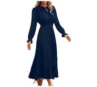 Robe Longue Femme à Pois, Robe De Soiree Manche Longue-Robe Chic Et Elegant Col V Casual Robes Automne Et Hiver Coupe AjustéE Classique Pour Cocktail Ceremonie Mariage InvitéE Dress