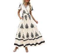 Robe Longue Femme Chic Et Elegant 2025 Trendy Loose Casual Beach Evening Party Manches Courtes Clothes Vintage Formal Swing Soiree Cocktail Outfits Vacances Élégante Cozy Wedding Vocation Vetement M
